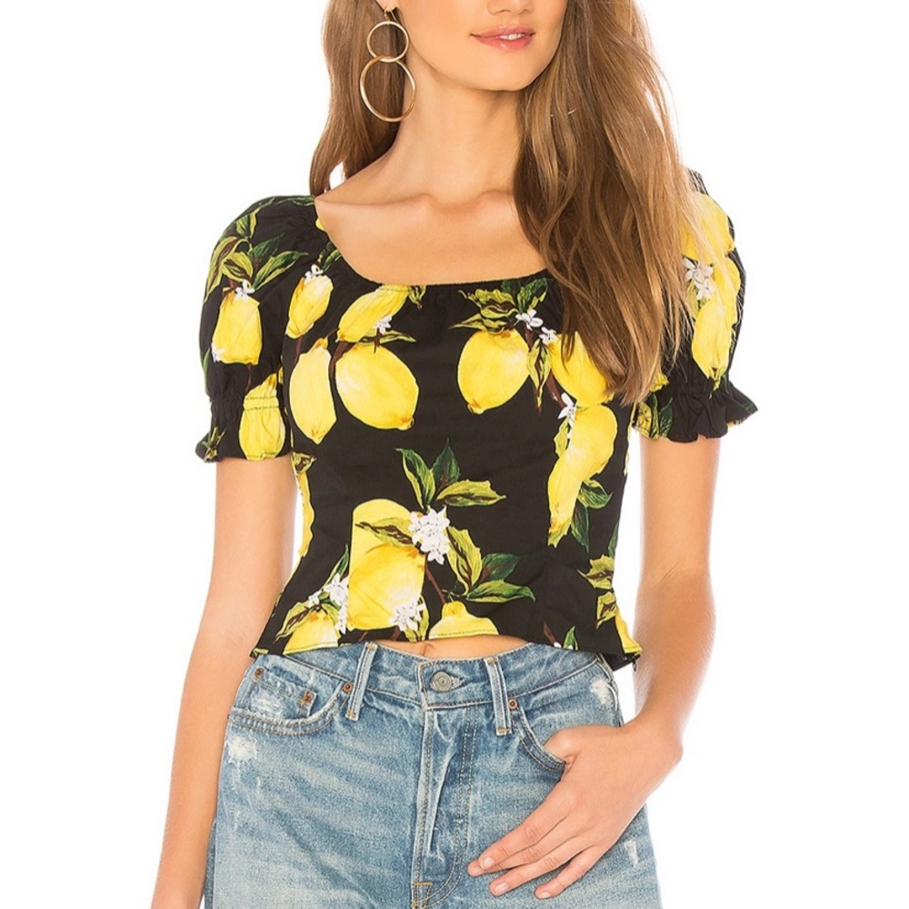 L’Academie Marigold crop top in black lemon. - Picture 1 of 6